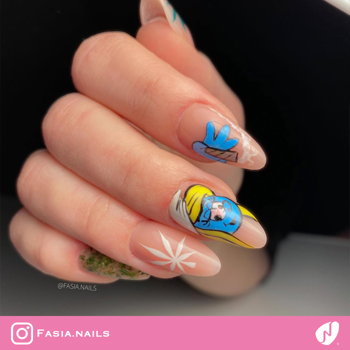 Hand-painted Smurf Nails